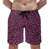 Men's Shorts Funky Leopard Print Board Pink Black Spots Casual Short Pants Sportswear Quick Drying Beach Trunks Birthday Gift