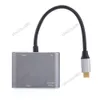 USB C tot HDTV+VGA+USB3.0+PD -adapter 4 In 1 Multi Port Support 4K 30Hz 1080p Aluminium Legering Dock Hub voor MacBook HP Zbook Samsung S20 Dex Huawei P30 Xiaomi 11