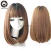 Synthetic Wigs 7JHH WIGS Lolita Wigs For Women Long Straight Omber Pink Brown Hair With Bangs Party Cosplay Noble Wigs For Girl Wholesale HKD230818