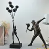 Decorative Objects Figurines Balloon Girl Resin Sculptures Banksy Flying Statue Home Decoration Luxury Living Room Desk Decor Gift 230817