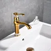 Bathroom Sink Faucets Basin Euro Luxury Gold Jade Deck Faucet Single Handle Bath Vanity Taps Mixer Brass Made