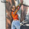 Women S Thirt Yialllen Autunno Stampa colorata Y2K Top Crop Top sexy Sleeve Long T -camicie Hipster Hip Hop Hop Hop Tees Streetwear 230818