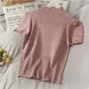 Pulls aux femmes Half Coundleneck Tricoted Thin Pull Tops femme Slim Short Puff Sleeve Solid Spring Pulluvers Tee Femme