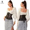 Талия Shaper Shaper Summer Hollow Out Cincher 5 Metal Busk Женщины Черная кожаная полупрозрачная сетчатая верхняя часть корсета плюс XS6XL 2308017