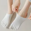 Femmes Chaussettes Femme Fille Cinq Doigts D'été Pur Coton Solide Mignon Maille Respirant Doux Élastique No Show Invisible Bateau Avec Orteils