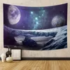 Tapestries Moon Tapestry Wall Hanging Space Galaxy Starry Night Sky Stars Bohemian Trippy Universe Planet filt Heminredning för sovsal R230817