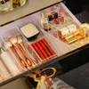 Storage Boxes Bins Clear Acrylic Makeup Layered Box Dressing Table Cosmetic Lipstick Finishing Grid Desktop Drawer Compartment 230818