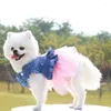 Dog Apparel Pet Dogs Clothes Summer Costume Sling Sweetly Princess Dress Teddy Party Birthday Decor Bow Knot Denim Puppy