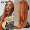 Perruques synthétiques sivir Synthetic Ginger Lace Cheveux Longs Longue couleur orange Brésilien Pernues pour les femmes Anime Cospalie / Party Fibre haute température HKD230818