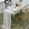 Bordslöpare 70*300 cm bröllop vit spets blommor bord löpare romantisk laciness matbord dekoration modern brud dusch party bord täcke 230818