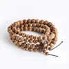 STRAND NATUURLIJKE HOUT Gladde Spacer Bead Bracelet Boeddhisme Gebed Meditatie Rozenkrans Hand Strings Bangle genezing Amulet Charme Sieraden