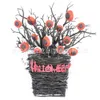 Outra festa de evento suprimentos de halloween grinaldas grinaldas oculares com cesta de galhos de luz LED vermelha para portas decoração de guirlanda de flores p230817