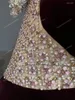 Party Dresses Real Pos Burgundy Velvet Luxury Heavy Beads Crystals Short Sleeves Mermaid Formal Prom Dance Bridal Evening
