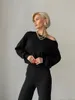 Womens Two Piece Pants One Shoulder Sexy Knit Set Casual 2 Tracksuit Women Sticked Suit and Top Matching Set för 230817