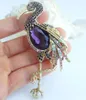 Broszki 3,94 "Purple Rhinestone Crystal Flamingo broszka w Pendant SMT06620C3