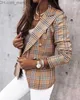 Jackets femininos New Women Women Jackets Blends Dress Vestido casual de manga longa casacos de luxo clássico feminino xadrez de designer de designer que trabalha tamanho causal size s-2xl z230818