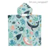 Towels Robes 1-8Y Children's Hoodie Cartoon Baby Bathroom Towel Cotton Boys and Girls Beach Dinosaur Corner Neonatal Packaging Blanket Z230819