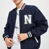 Herrjackor renyadao vintage brev broderi rib stickad varsity bomberjacka lös unisex satin marin patches man ytterkläder kappa 230817