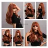 Sentetik peruklar 7jhh peruklar uzun bronz wavy peruk woemn günlük cosplay doğal sentetik saç perukları ile ısıya dayanıklı lif lolita peruklar hkd230818