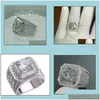 Cluster Rings Jewelry Mens Ring Hip Hop Zircon Iced Out Luxury Cut Topaz Cz Diamond Fl Gemstones Men Band Fashion Jewellry Drop Delive Dh9Wd