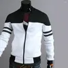 Men's Jackets Handsome Fall Jacket Anti-pilling Soft Whorl Striped Zip Up Spring