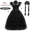 Cosplay Çarşamba Addams Kostüm Kızlar İçin Kızlar Addam Vestidos Mesh Partisi Elbiseler Karnaval Kostüm Wowan Cadılar Bayramı Kostüm 230818