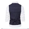 Gilet pour hommes Plaid Straited Vest Men Business Wedding Party Tops Fashion Européen Style Formal Casual Clothing Homme Taille 3xl-S 230817