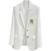 Feminino ternos blazers blazer white blazer jaqueta mulher de alta qualidade bordando bordado único terno de peito de senhoras casuais casalmente casaco formal 230817