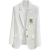 Costumes de femmes Blazers Blazer veste femme de haute qualité broderie de mode de haute qualité poitrine de semelle féminin faster bureau manteau formel 230817