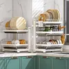 Storage Holders Racks Removable Metal Kitchen Dish Rack Tableware Drainer Household Bowl Chopstick Shelves Box Cupboard 230817