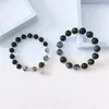 STRAND 2PCS Obsidian paar armbanden voor vrouwelijke mannen natuursteen kralen armbandliefhebbers mode valentijn cadeau sieraden accessoires