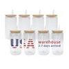 USA/Canada Warehouse 16oz DIY Sublimation Glase Beer Mugs Blanks Water Bottles Beer Can Icece Coffee Tumbler