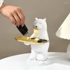 Decorative Figurines Room Decoration White Bear Resin Storage Tray Ornament Key Lipstick Candy Living Entrance TV Cabinet