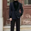 Herrenanzüge 2023 Samt Schal -Revers -Männer Anzug Britische Mode zweiteilige Bankett Hochzeit Bräutigam Prom Slim Kleiderjacke Blazer Hosen