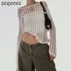 Kvinnors tröjor Vintage Loose Hollow Out Knit Pullovers Women Casual Y2K Clothes SMOCK TOPS SOMMER TRADE TREATER FAIRYCORE GRUNGE KNITWEAR 230817