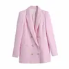 Costumes de femmes Blazers printemps automne femme mode blanc rose tweed blazers and vestes chic bouton de bureau manteau dames élégant outwear 230817