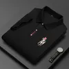 Polos pour hommes Luxury Polo Business Business Business Business Business Corfreau à manches courtes Male Summer Souffée Couleur continue Coton Coton Coton 230817