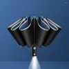 Paraplu's Volledig automatisch grote omgekeerde paraplu LED -licht Versterkte dubbele persoon Vouwzon regenbescherming Dubbele gebruik
