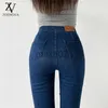 Jeans pour femmes classiques jeans bleus femmes hautes hautes taies super élastiques y2k mode esthétique capris 2021 Urban Femme Denim Pants Streetwear Trendy J230818