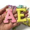 Bag Parts Accessories A-Z Felting Sticker Large Pink Towel English letter Patches for Clothes Embroidery Appliques Clothing name Diy Craft Accessories 230818