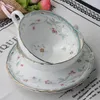 Mugs Ins Luxury Bone China Coffee Cup with Plate British Tea Set Flower Pattern European Korean Chinese Style 150ml 230817