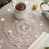 Tafelmatten 28 cm kerstbruiling Decoratie rond kanten placemat geborduurde anti-Scald Cup Mat European Style Desktop