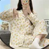 Frauen Nachtwäsche Fdfklak Koreanische Pyjama Set Langladel -Langarm -Hemd Hose Anzug Frühling Herbst Home Clothes Loungewear Schlaf Pijamas