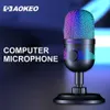 Microfones aokeo dedicado USB Microfone Computer Games Record e podcast Telefone celular competitivo Tiktok Live K Song RGB Light Microp HKD230818