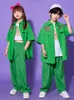 衣類セットキッズヒップホップkpop服半緑のシャツカジュアルストリートウェアバギーパンツ女の子の男の子ジャズダンスコスチューム服230817