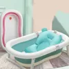 Badkarplatser Fällbara Baby Bad Tub Foldbar baby shower Bad Tub med halkad kudde Nyfödd badkar Säker justerbar barnbad R230818