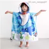 Handelsrockar Baby Girl Cartoon Shark Bad Bady Boy Corner Filt Children's Hooded Beach Handduk Barn snabb torkad mikrofiber Raincoat Swimming Handduk Z230819