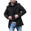 Men's Trench Coats Lapel Collar Coat Stylish Mid Length Windproof Casual Streetwear Jacket With Button Decor For Fall