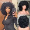 Syntetiska peruker röd lockig peruk med lugg för svarta kvinnor kort afro kinky lockig peruk syntetisk naturlig glulös ombre blond brun cosplay peruk hkd230818