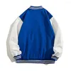 Men's Jackets Stand Collar Jacket Streetwear Baseball Stylish Contrast Color Coats With Elastic Cuffs Collars For Spring